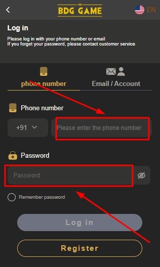 enter login credentials