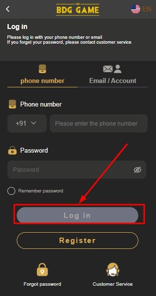 hit the login button